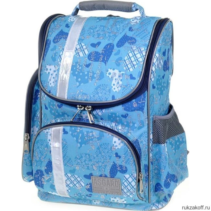 Школьный рюкзак Asgard Р-2401 Сердца голубые-синие С