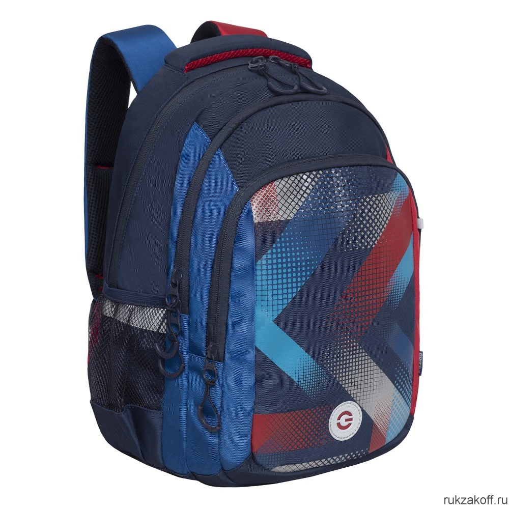 Рюкзак школьный GRIZZLY RB-352-2 синий - красный