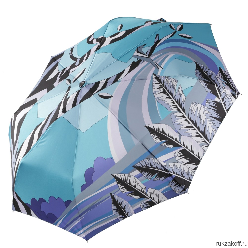 Женский зонт Fabretti UFS0043-9 автомат, 3 сложения, сатин голубой