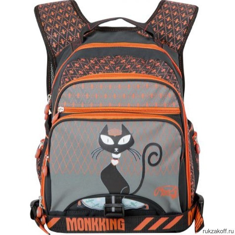 Школьный рюкзак Monkking Black Cat оранжевый
