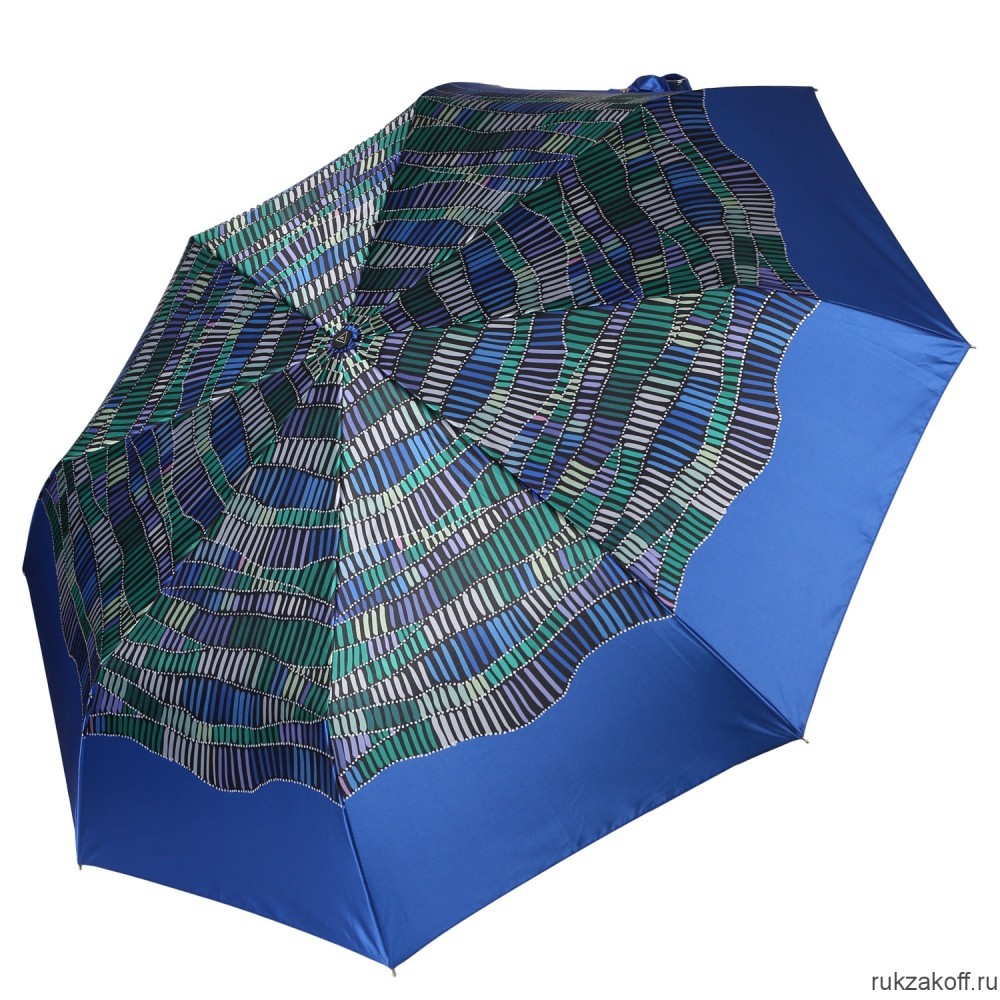 Женский зонт Fabretti UFS0051-8 автомат, 3 сложения, сатин синий