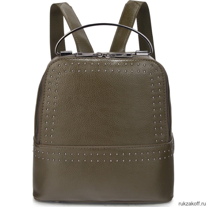 Женский кожаный рюкзак Orsoro d-449 зеленый хаки