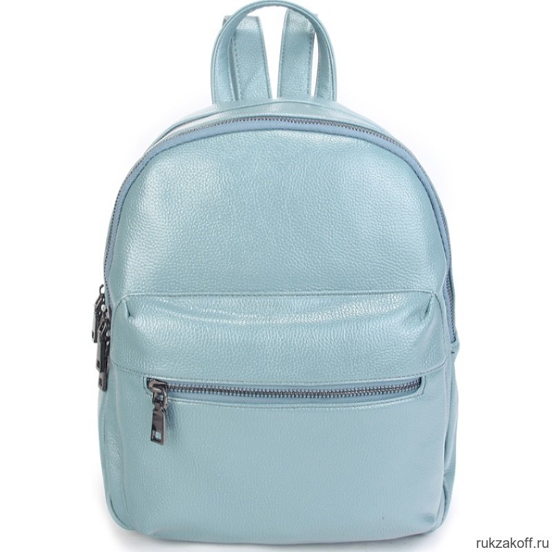 Женский кожаный рюкзак Orsoro d-448 серо-голубой