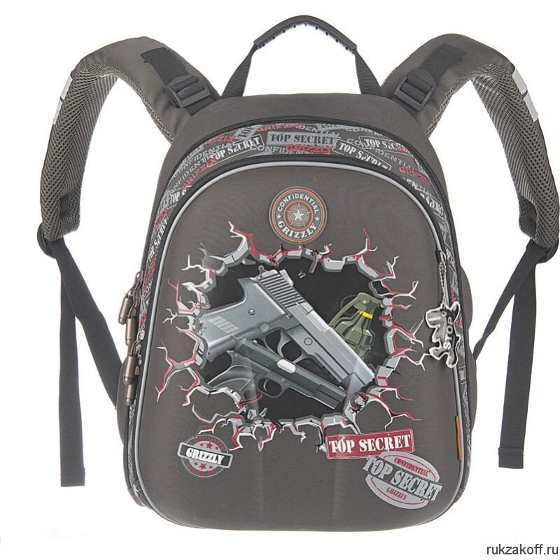 Школьный рюкзак Grizzly Gun Gray Ra-542-3