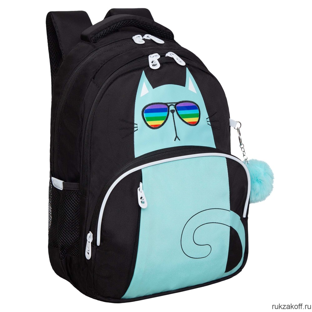 Рюкзак школьный GRIZZLY RG-360-4 черный - мятный