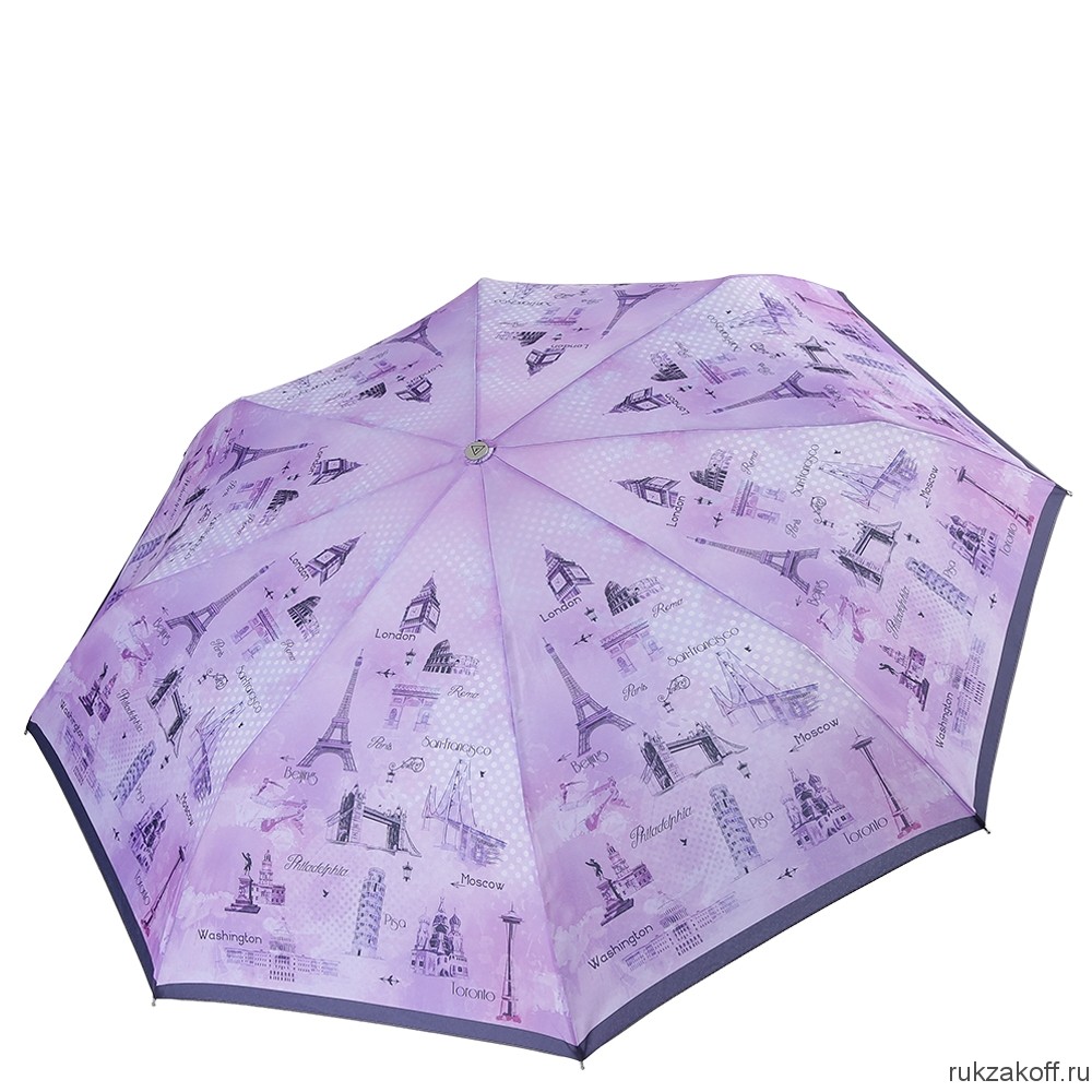 Женский зонт Fabretti L-18103-6 облегченный суперавтомат, 3 сложения, эпонж голубой/розовый
