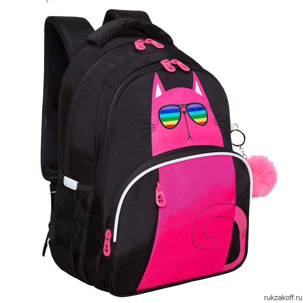 Рюкзак школьный GRIZZLY RG-360-4 черный - фуксия