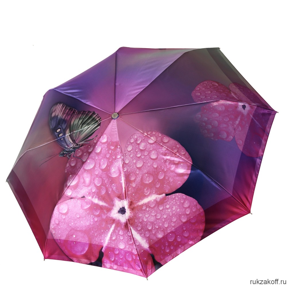 Женский зонт Fabretti L-20287-5 облегченный автомат, 3 сложения, сатин розовый