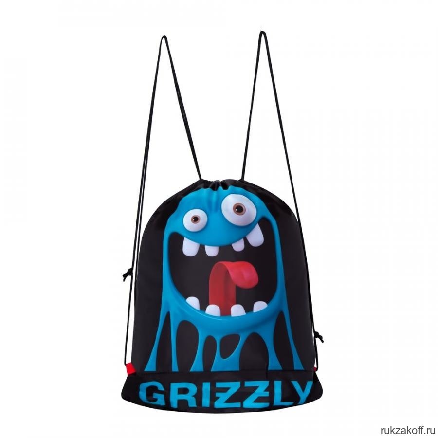 Мешок для обуви Grizzly OM-94-2 Чёрный\Голубой