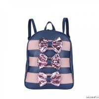 Женский кожаный рюкзак маленький с сумочкой OrsOro DW-989 Сине-розовый