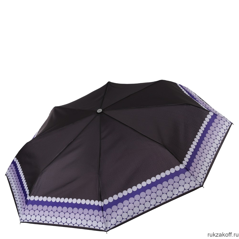 Женский зонт Fabretti L-17123-3 облегченный суперавтомат, 3 сложения, эпонж черный, сиреневый