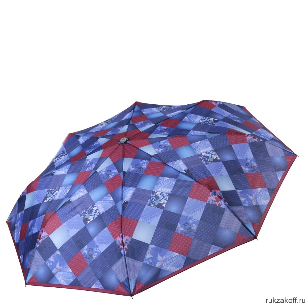 Женский зонт Fabretti L-17123-8 облегченный суперавтомат, 3 сложения, эпонж синий