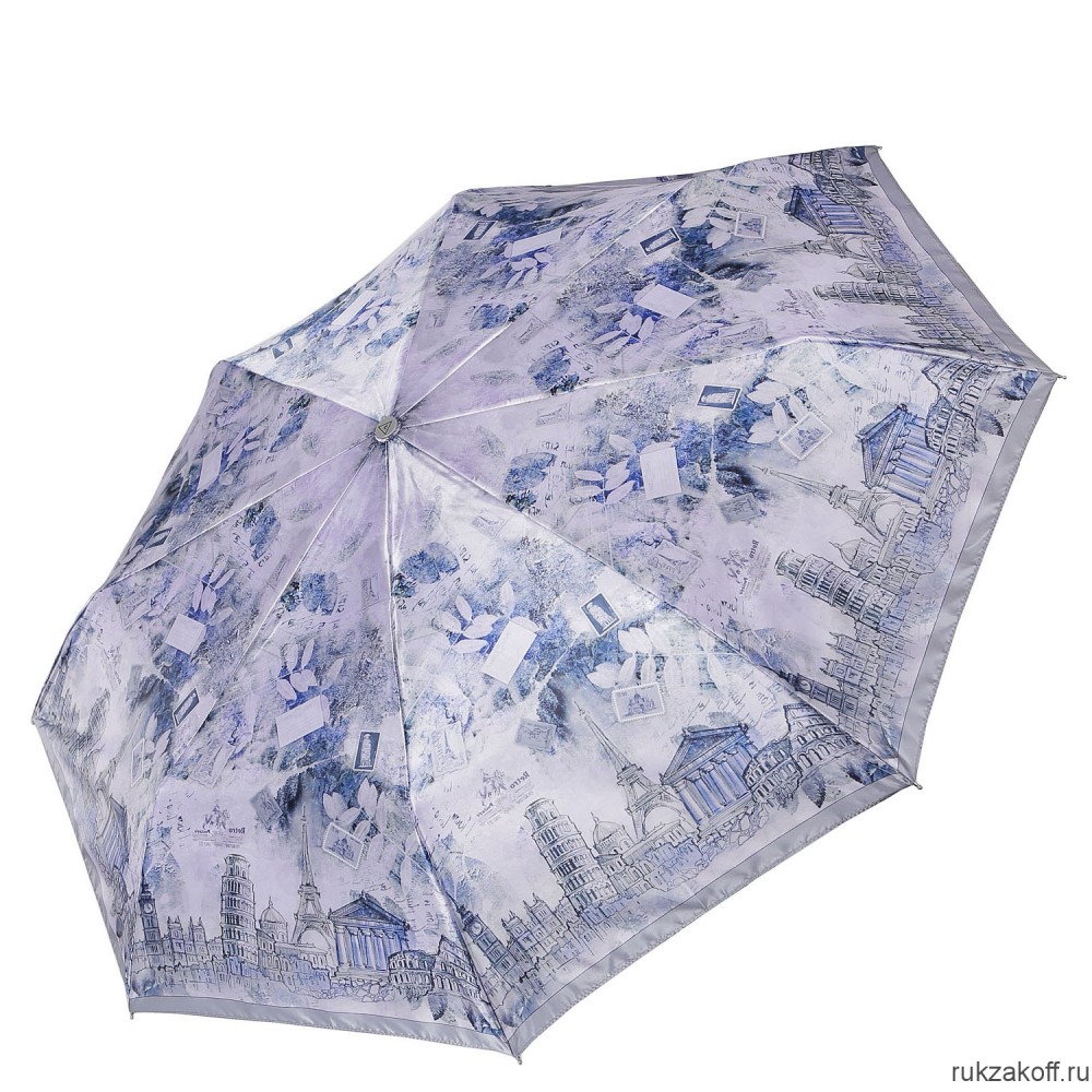 Женский зонт Fabretti L-20124-10 облегченный суперавтомат, 3 сложения,cатин фиолетовый