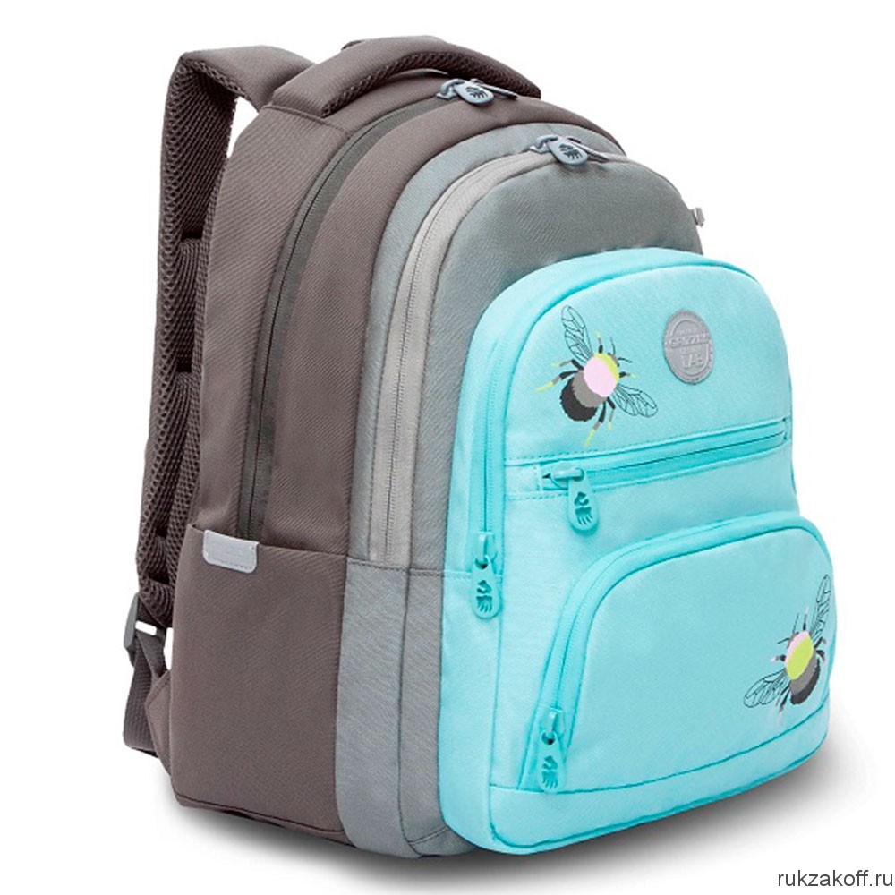 Рюкзак школьный GRIZZLY RG-262-1 серый - мятный