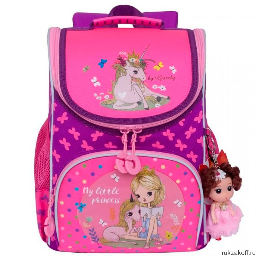 Рюкзак школьный с мешком Grizzly RA-973-2 фиолетовый - жимолость