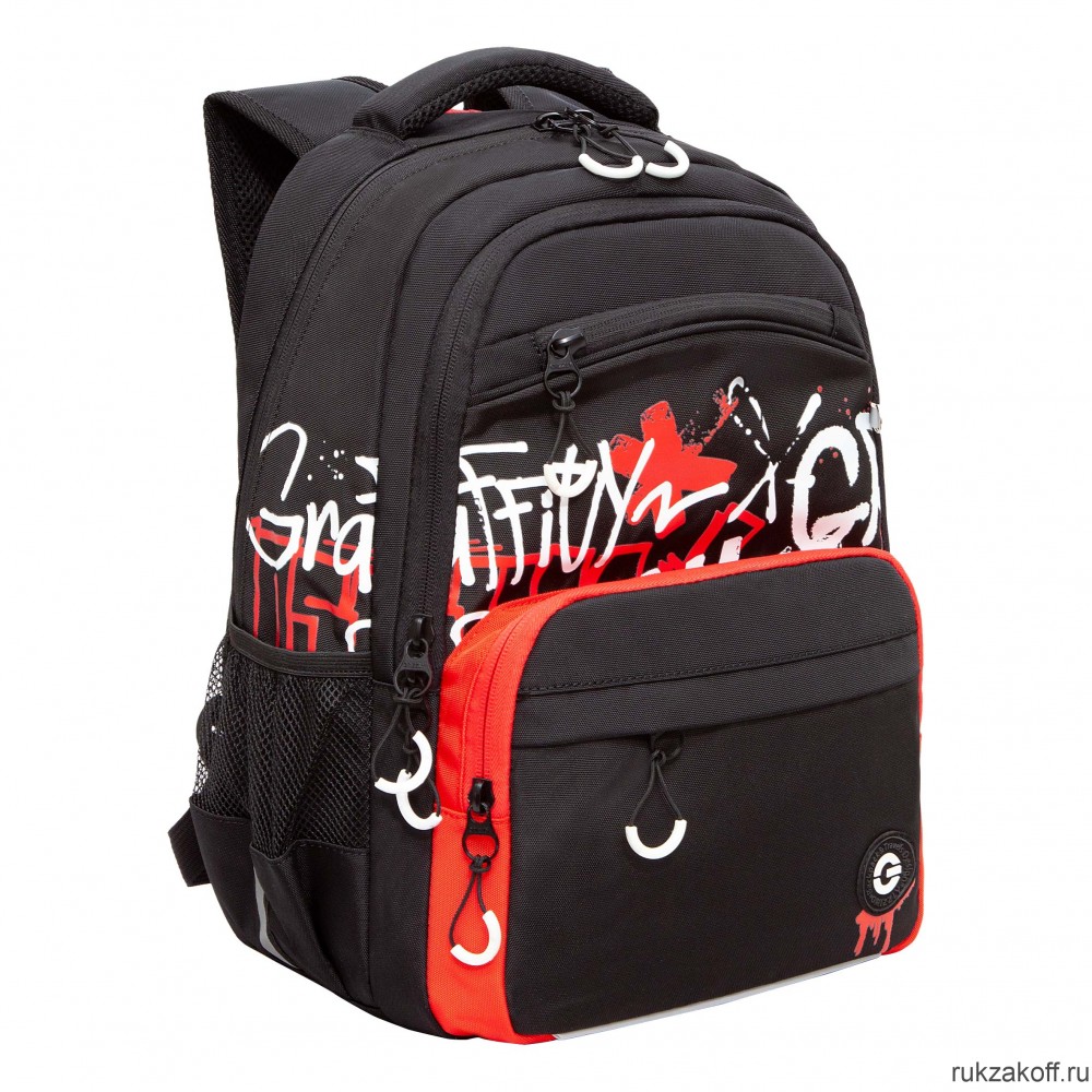 Рюкзак школьный GRIZZLY RB-354-3 черный - красный