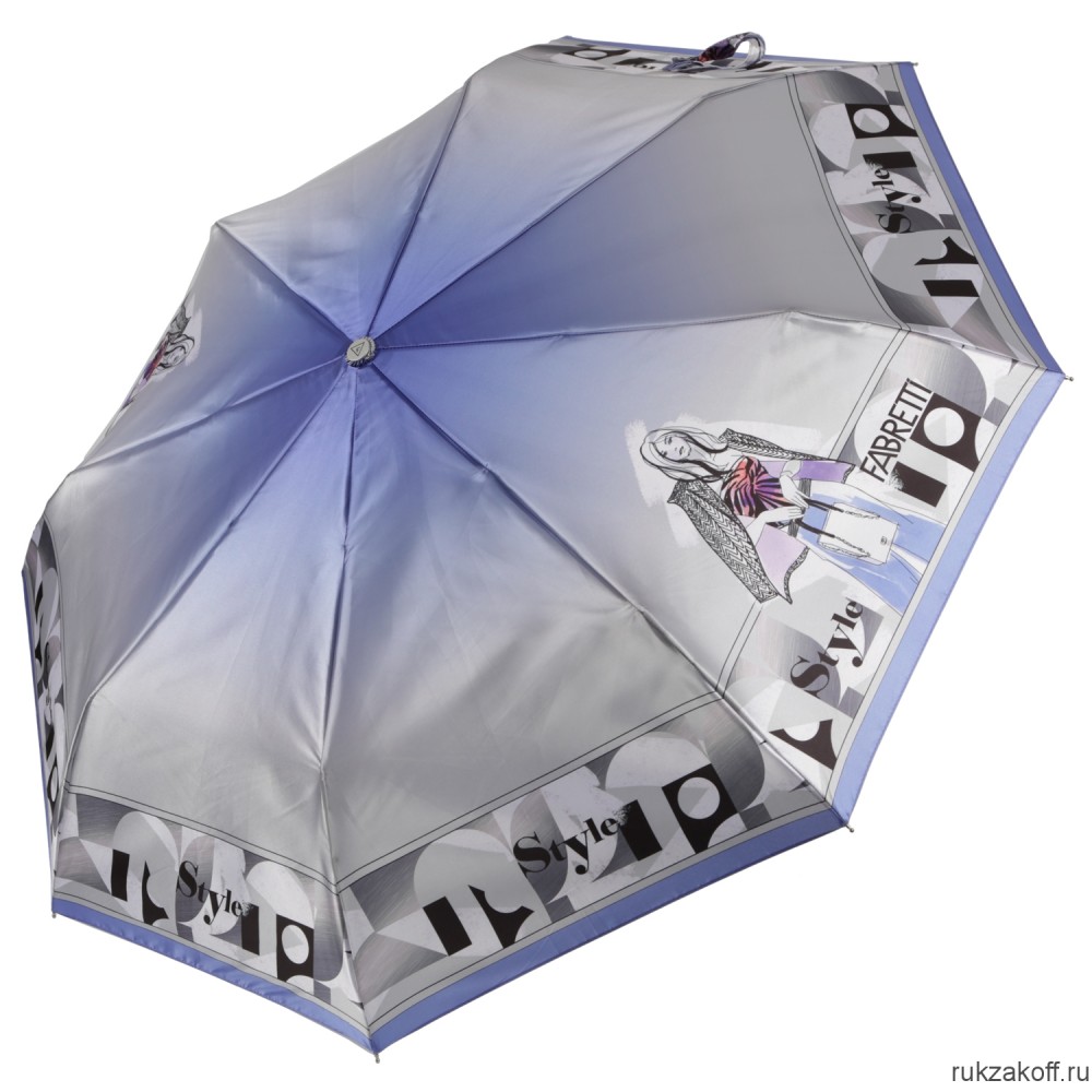 Женский зонт Fabretti UFLS0039-8 облегченный,  автомат, 3 сложения, сатин синий