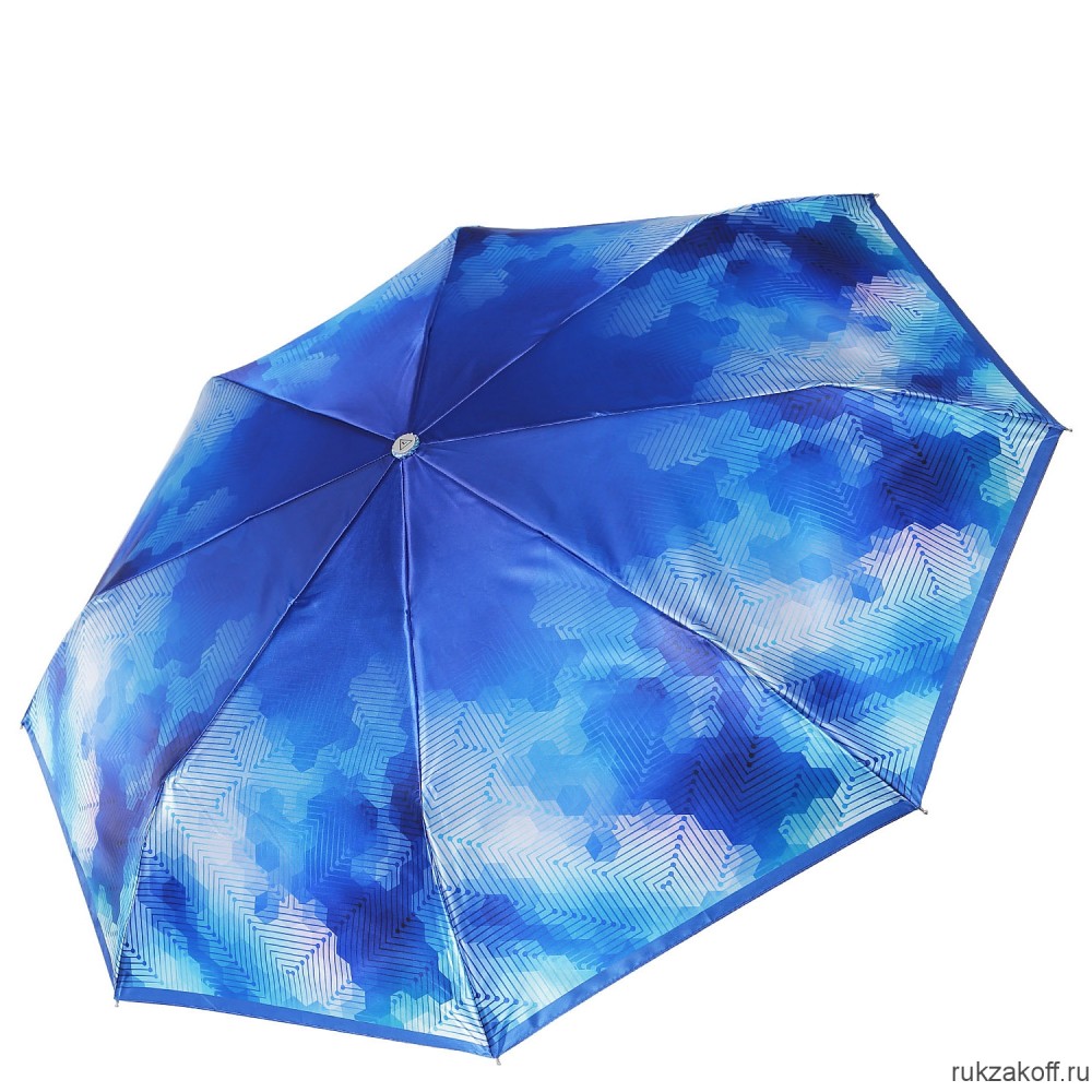Женский зонт Fabretti L-20137-8 облегченный суперавтомат, 3 сложения,cатин синий