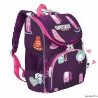 Рюкзак школьный с мешком GRIZZLY RAm-284-8 котики фиолетовые