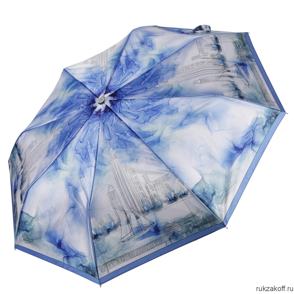 Женский зонт Fabretti UFLS0042-8 облегченный,  автомат, 3 сложения, сатин сини