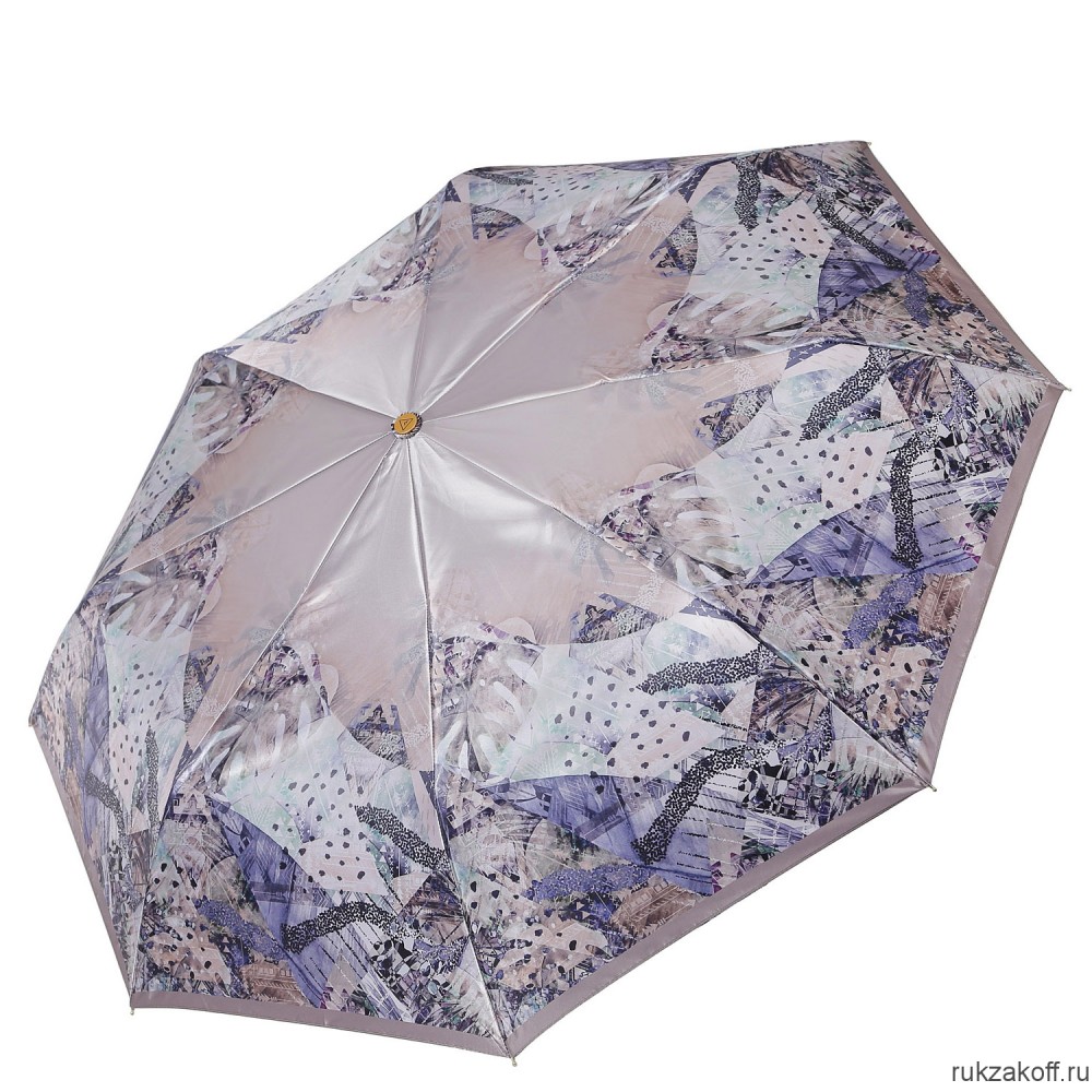 Женский зонт Fabretti L-20140-12 облегченный суперавтомат, 3 сложения,cатин коричневый