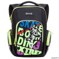 Детский рюкзак для мальчика Grizzly Skateboarding Black/Lime Rb-630-2