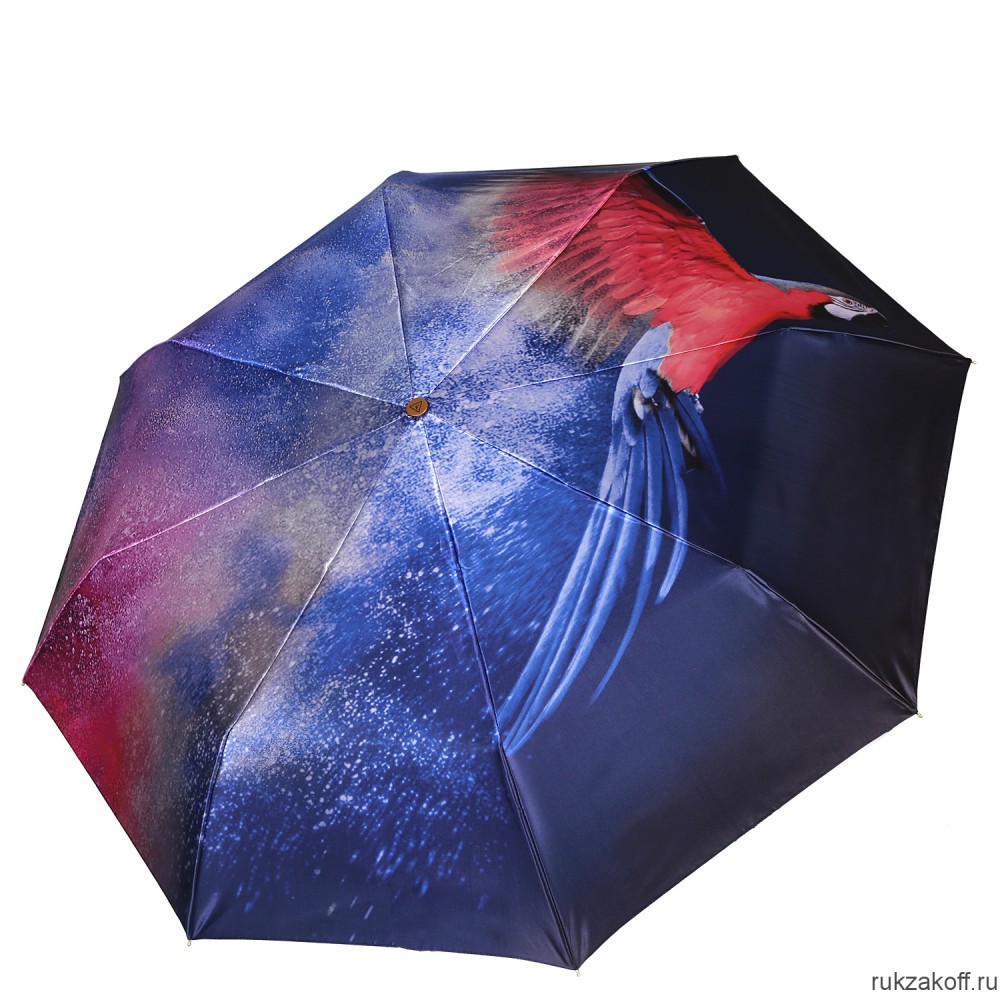 Женский зонт Fabretti L-20239-8 облегченный суперавтомат, 3 сложения,сатин синий