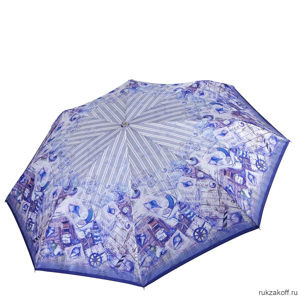 Женский зонт Fabretti L-18110-10 облегченный суперавтомат, 3 сложения, сатин голубой