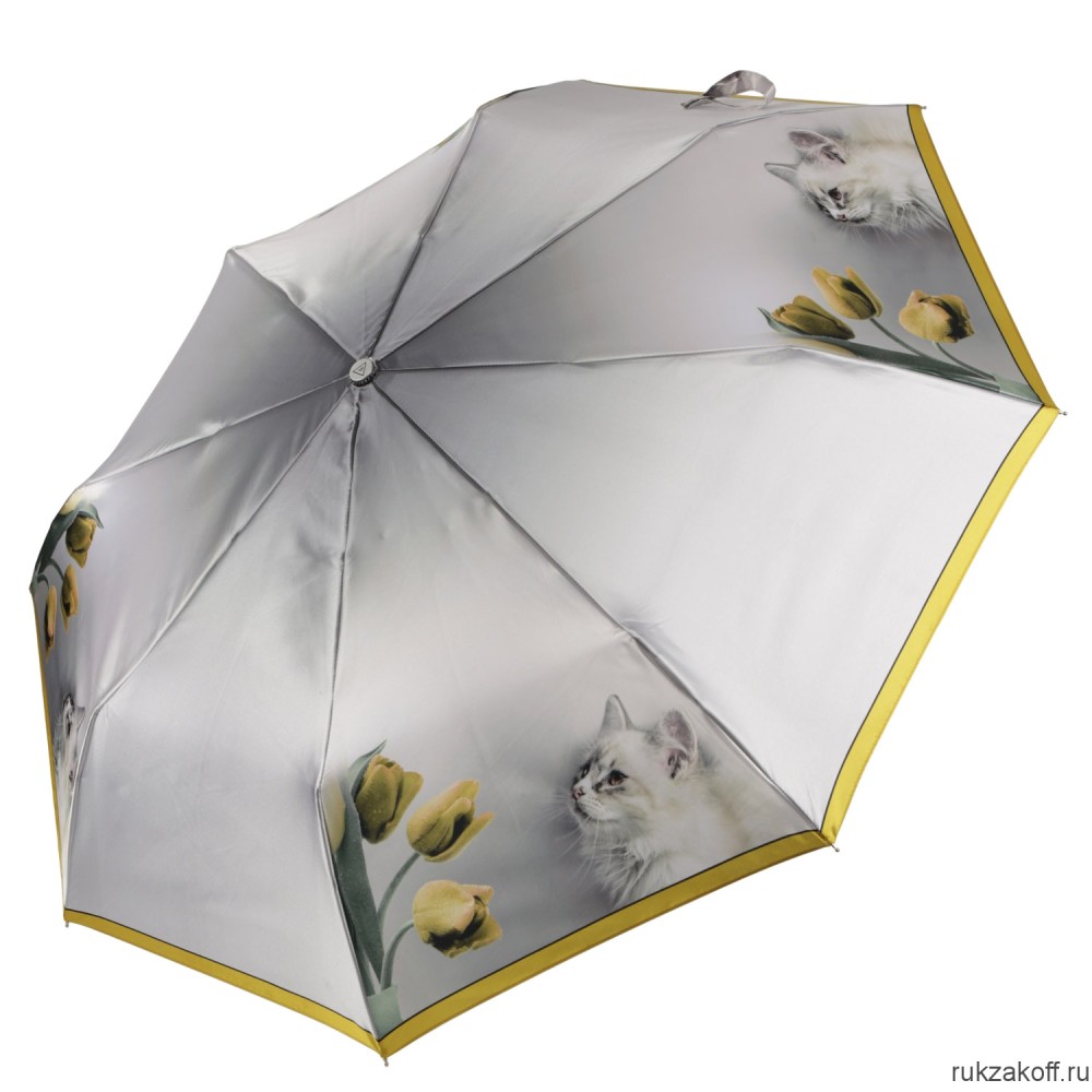 Женский зонт Fabretti UFLS0008-7 облегченный,  автомат, 3 сложения, сатин желтый