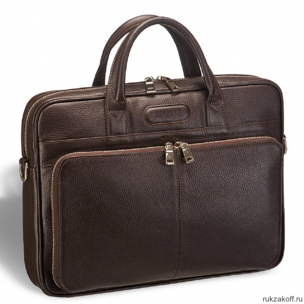 Удобная деловая сумка для документов BRIALDI Pasteur relief brown