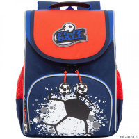 Рюкзак школьный с мешком Grizzly RAm-185-1 синий - красный