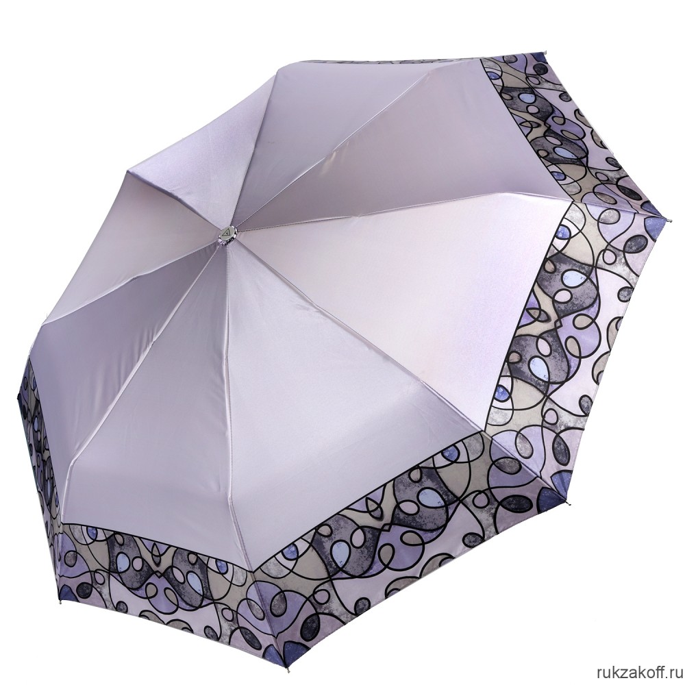 Женский зонт Fabretti L-20261-3 облегченный автомат, 3 сложения, сатин серый
