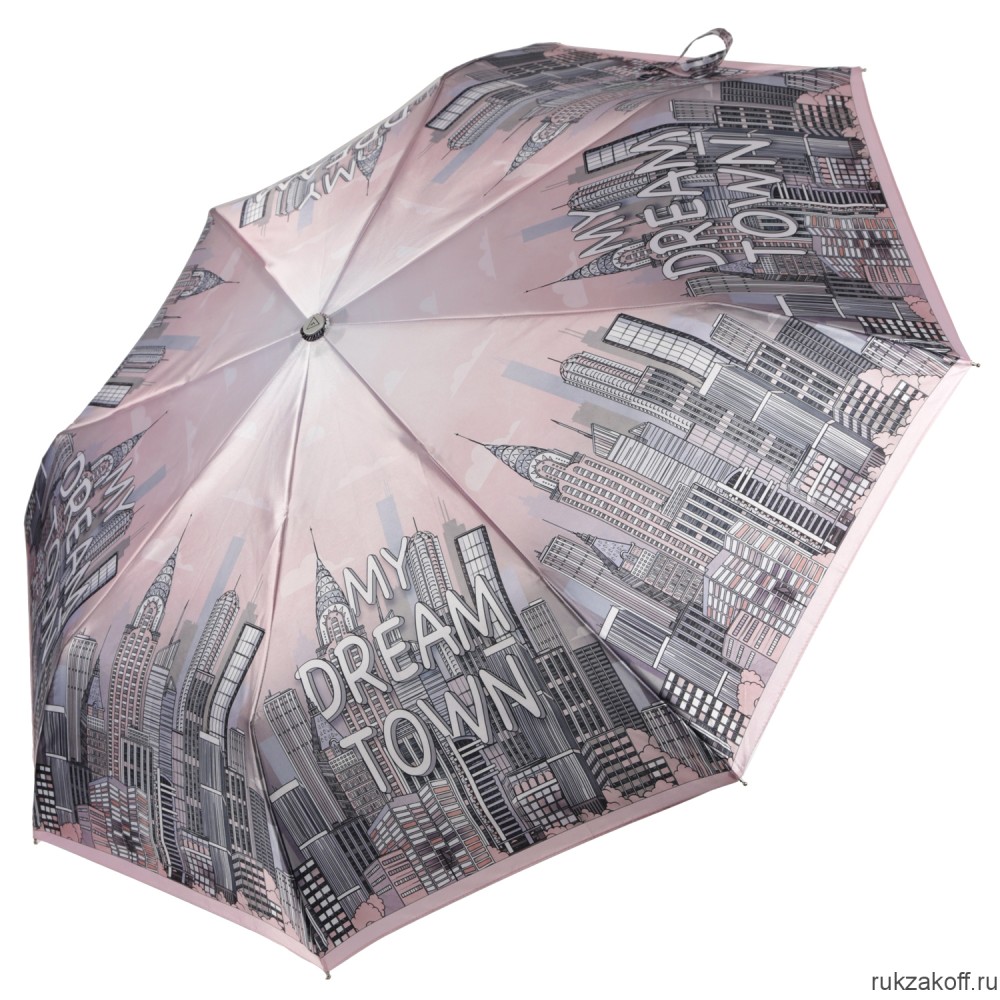 Женский зонт Fabretti UFLS0045-5 облегченный,  автомат, 3 сложения, сатин розовый