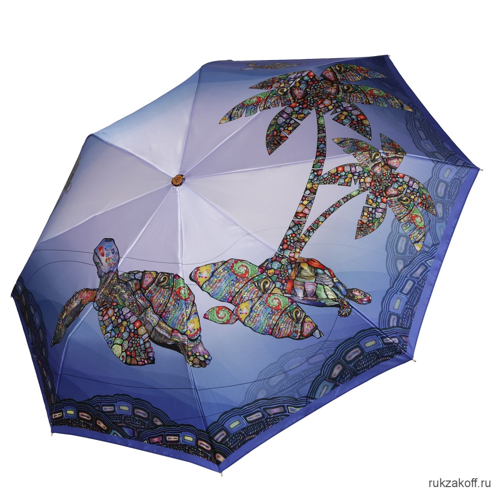 Женский зонт Fabretti L-20263-8 облегченный автомат, 3 сложения, сатин синий