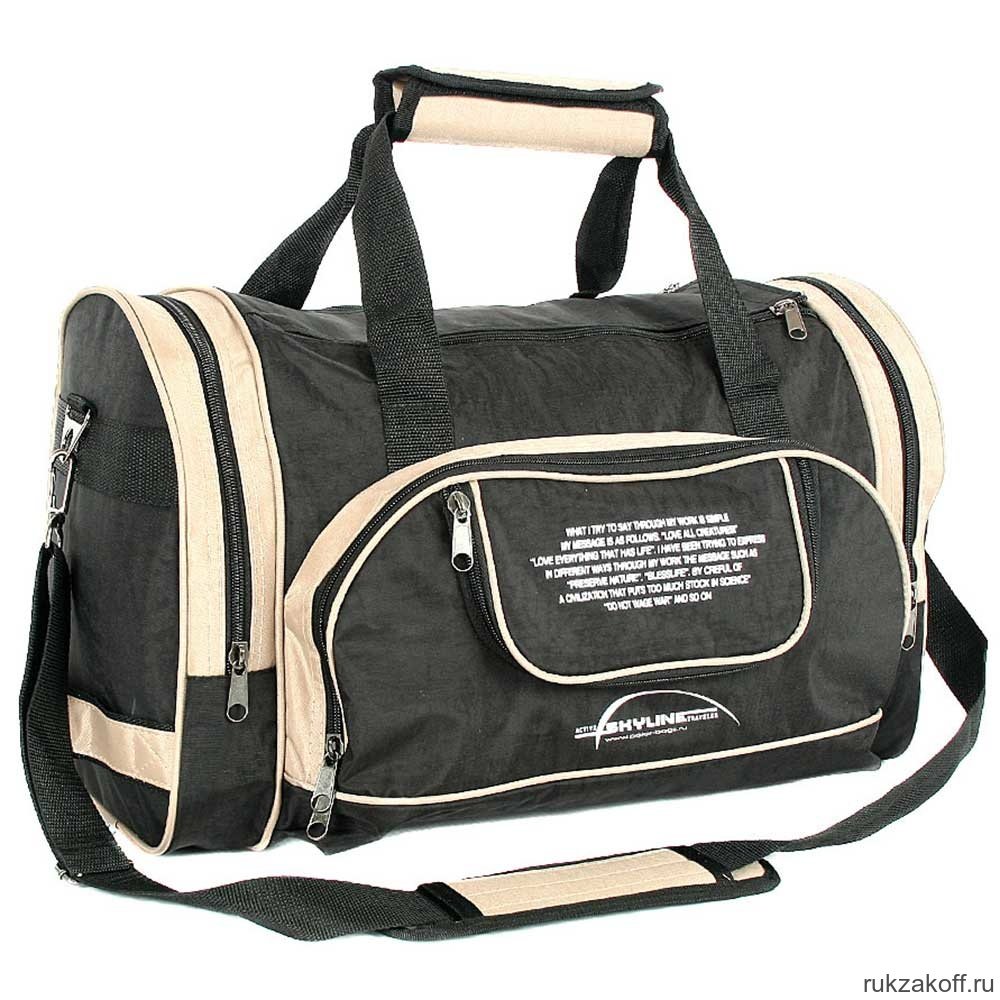 Спортивная сумка Polar 6065с Черный (бежевые вставки)