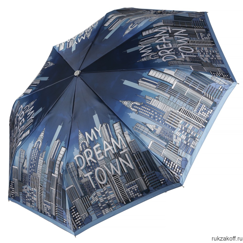 Женский зонт Fabretti UFLS0045-8 облегченный,  автомат, 3 сложения, сатин синий