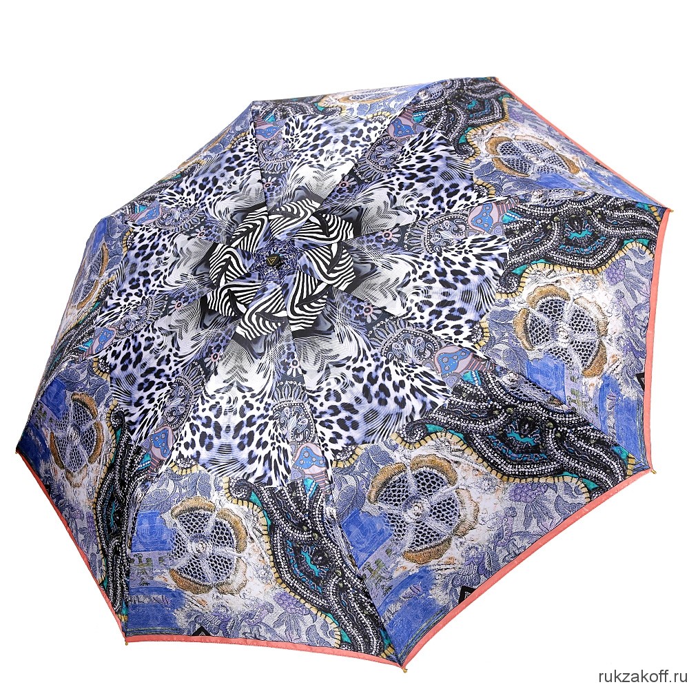 Женский зонт Fabretti S-20158-8 автомат, 3 сложения,сатин синий