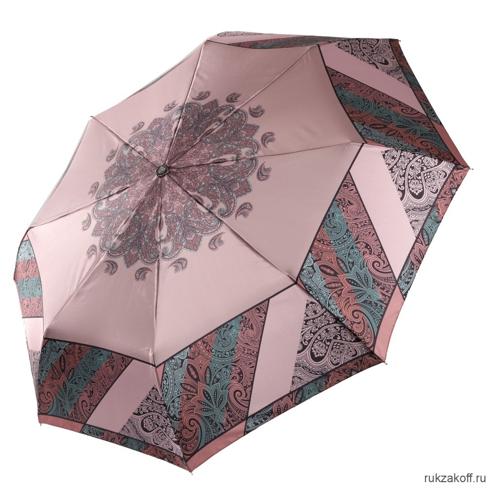 Женский зонт Fabretti UFS0045-12 автомат, 3 сложения, сатин коричневый
