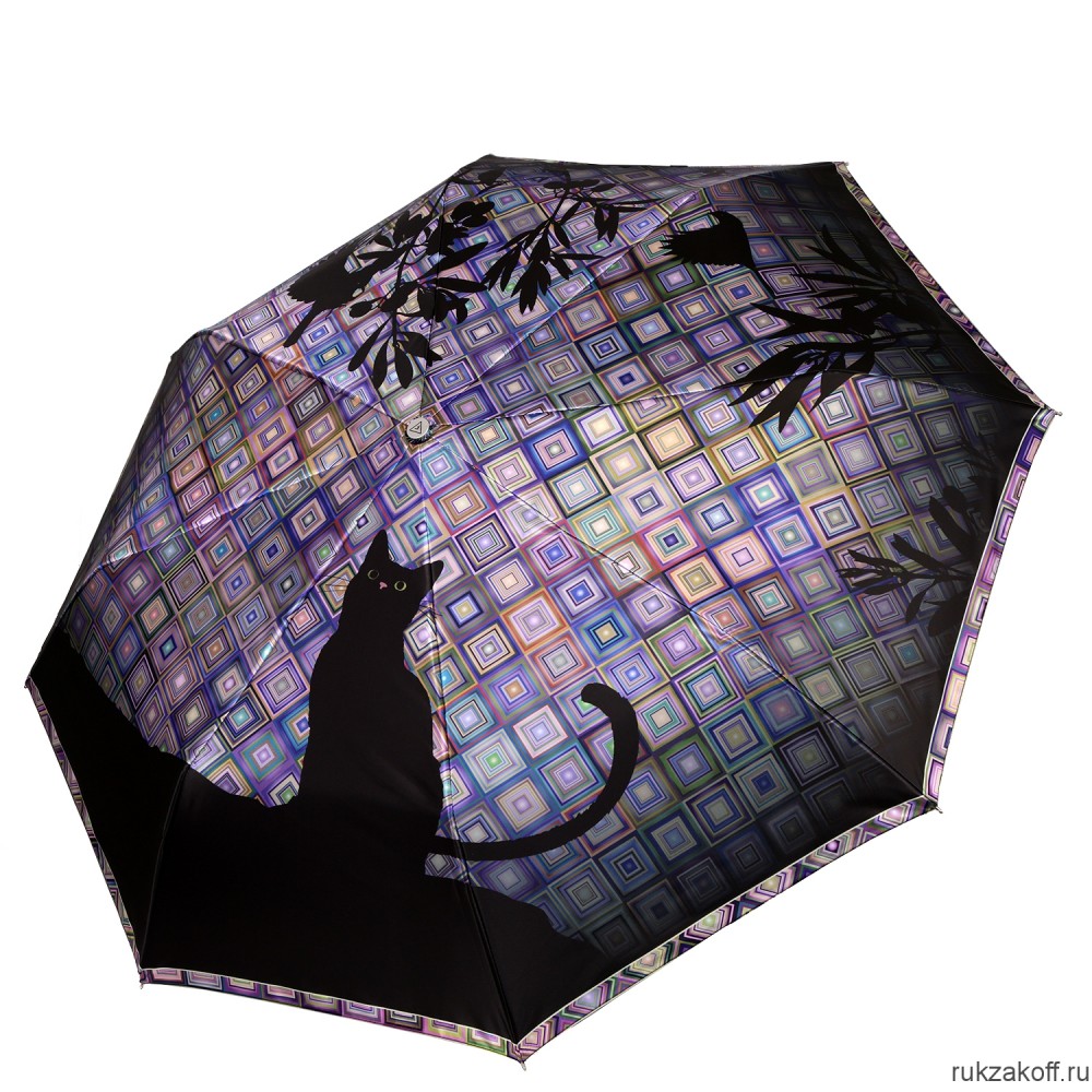 Женский зонт Fabretti L-20265-8 облегченный автомат, 3 сложения, сатин синий