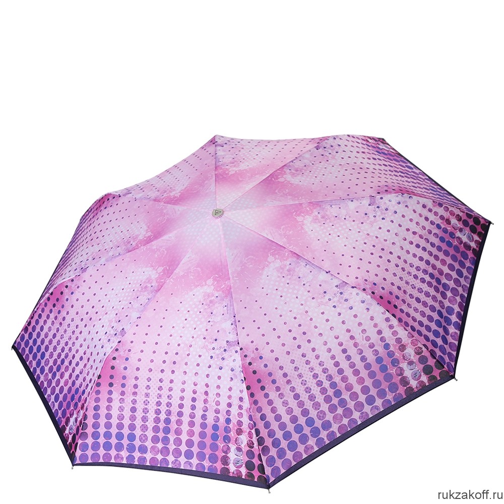Женский зонт Fabretti L-18103-3 облегченный суперавтомат, 3 сложения, эпонж розовый / фиолетовый