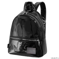 Женский кожаный рюкзак маленький Asgard Р-5222 Голография черный