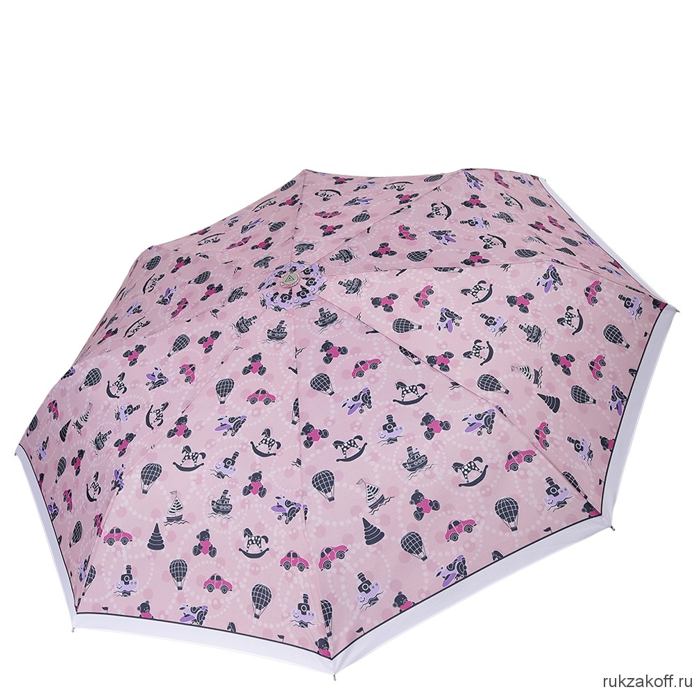 Женский зонт Fabretti L-18103-4 облегченный суперавтомат, 3 сложения, эпонж розовый