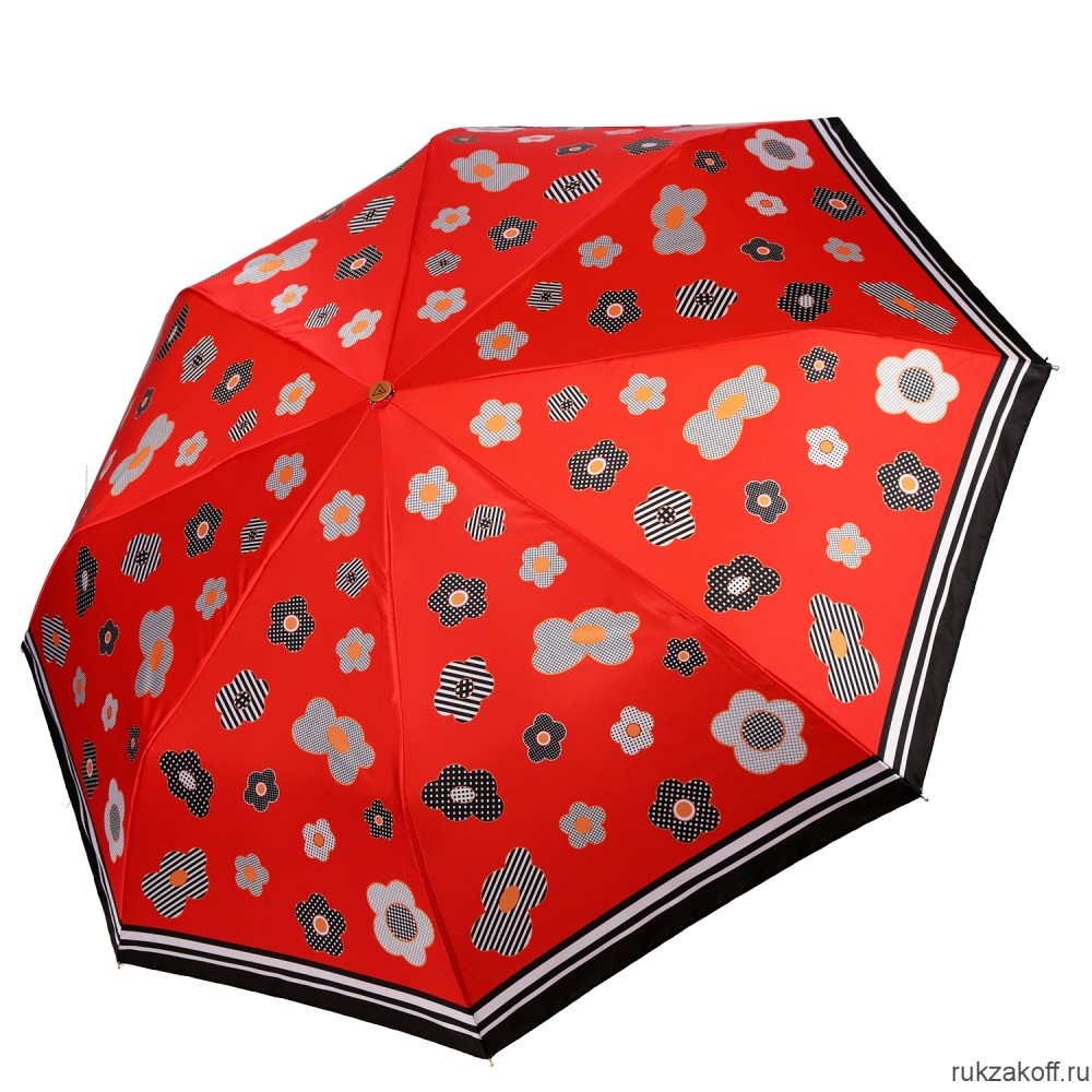 Женский зонт Fabretti L-20267-4 облегченный автомат, 3 сложения, сатин красный