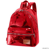 Женский кожаный рюкзак маленький Asgard Р-5232 Голография красный