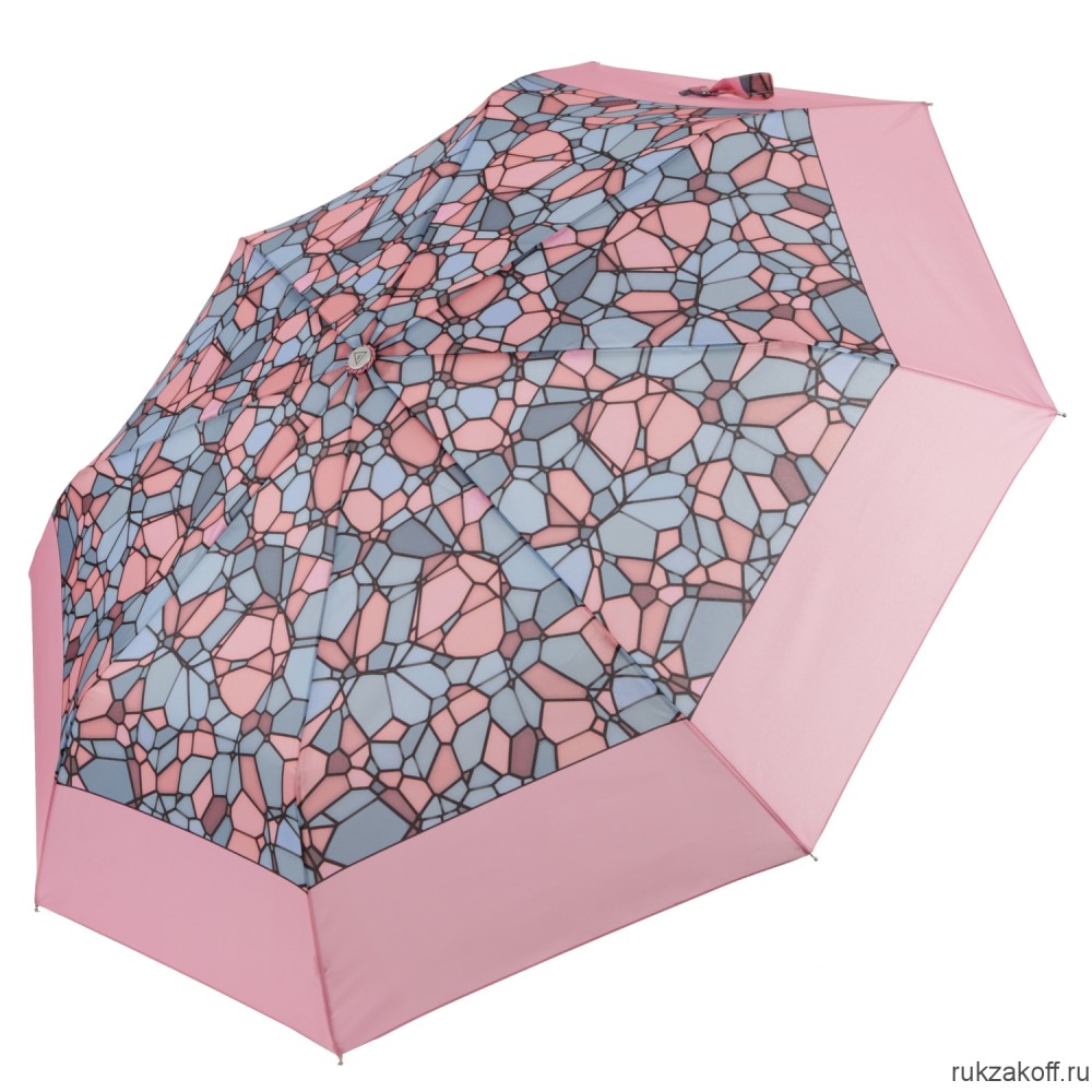 Женский зонт Fabretti UFLR0009-5 облегченный автомат,3 сложения, эпонж розовый