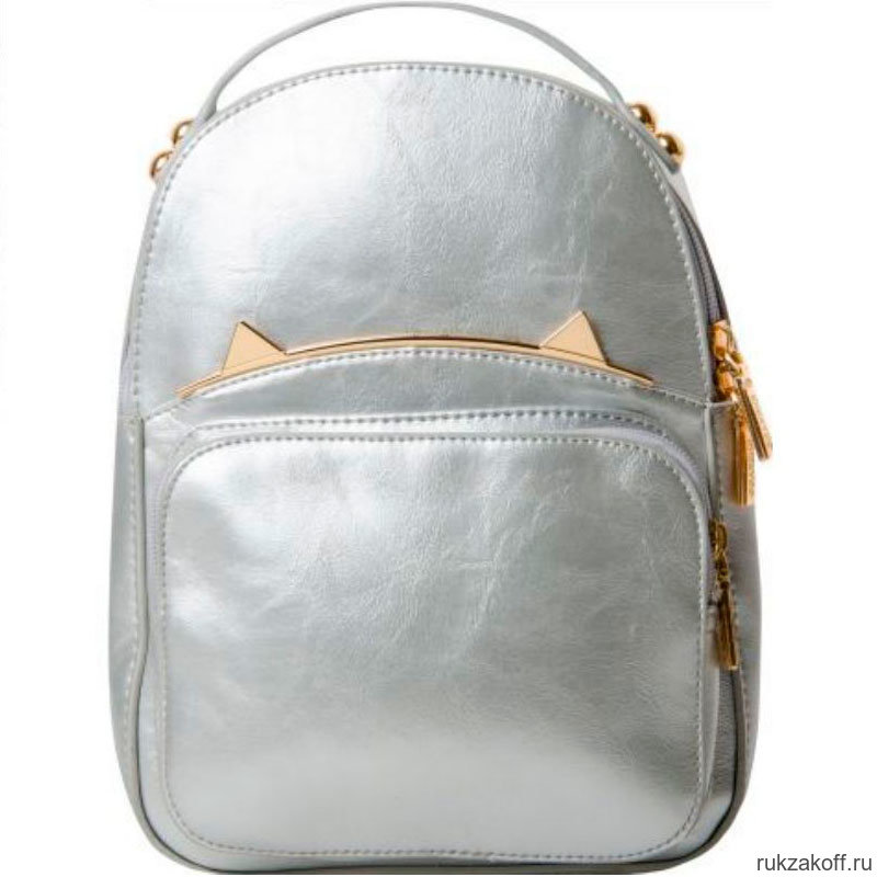 Кожаный рюкзак Monkking серебряный 15-0357