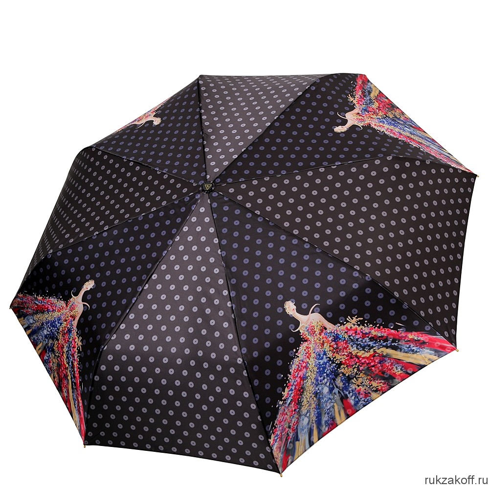 Женский зонт Fabretti S-20176-2 автомат, 3 сложения,сатин черный