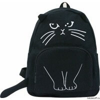 Рюкзак с ушками "Толстый кот" (черный)