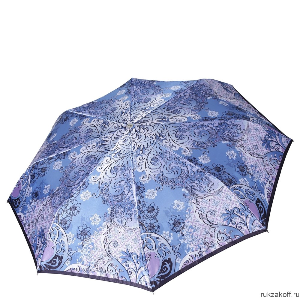 Женский зонт Fabretti L-18114-12 суперавтомат, 3 сложения, сатин синий