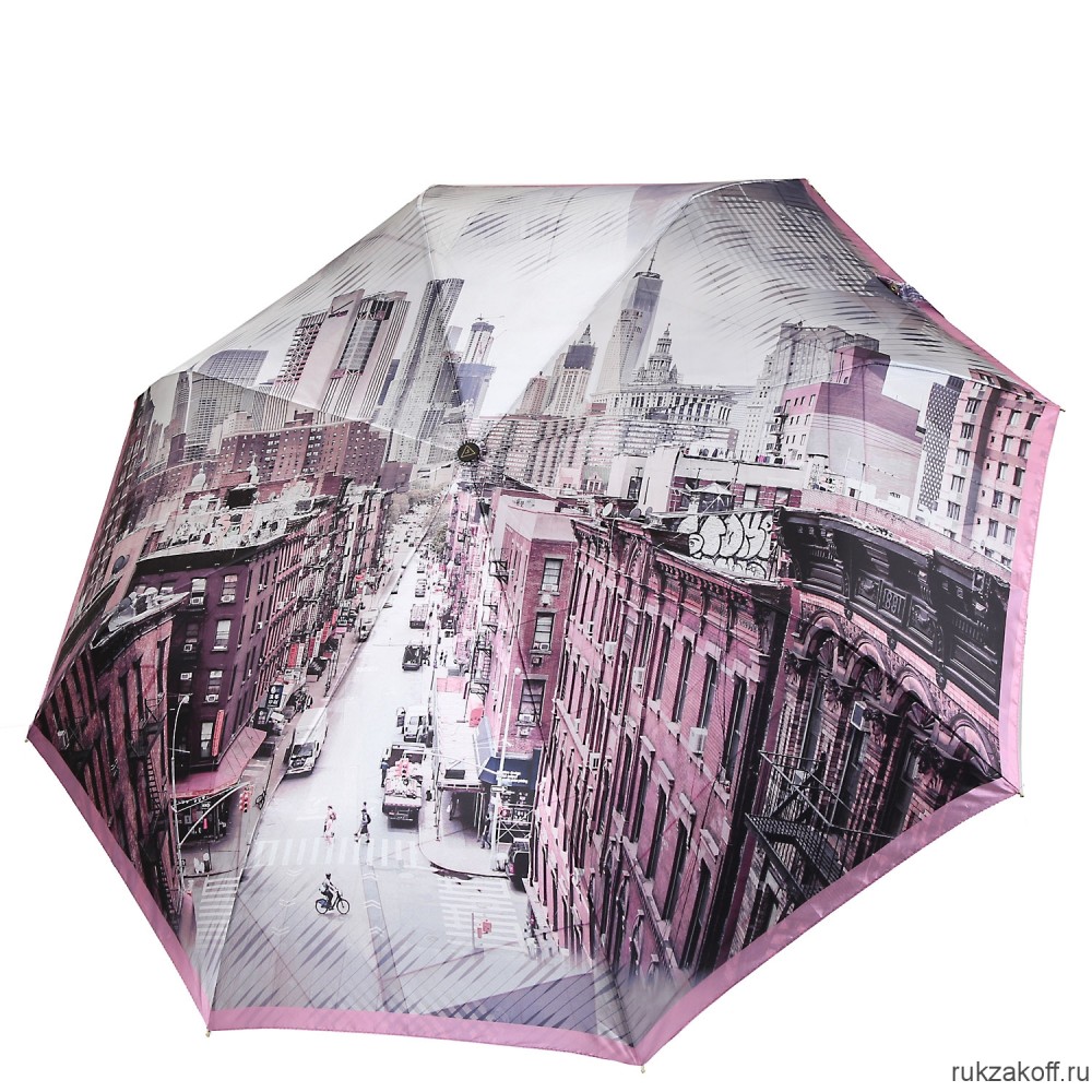 Женский зонт Fabretti S-20217-10 автомат, 3 сложения, сатин розовый
